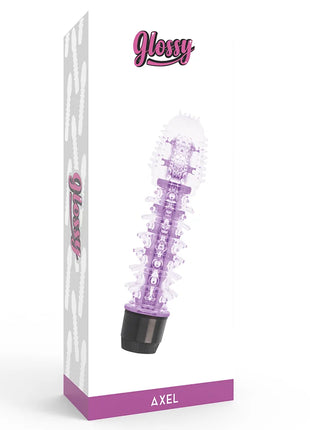Violetter transparenter vibrator mit schwarzer basis der marke glossy axel modell axel flieder