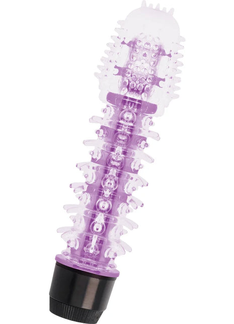 Glossy axel vibrator flieder in lila und transparent mit strukturierter, stacheliger oberfläche aus kunststoff