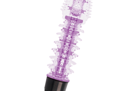 Glossy axel vibrator flieder aus transparentem lila und klarem kunststoff mit schwarzer basis für persönliche verwendung