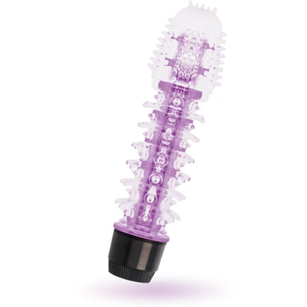 Glossy axel vibrator flieder aus transparentem lila und klarem kunststoff mit schwarzer basis für persönliche verwendung