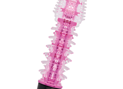 Glossy axel vibrator rosa aus transparentem und pinkem kunststoff mit schwarzer basis für persönliche stimulation