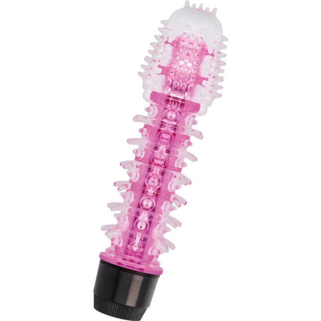 Glossy axel vibrator rosa aus transparentem und pinkem kunststoff mit schwarzer basis für persönliche stimulation