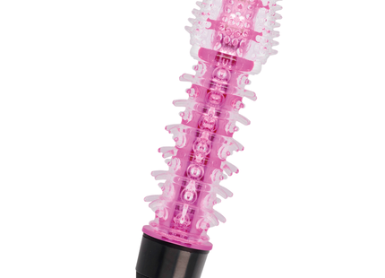 Glossy axel vibrator rosa pink und transparente silikonvibratoren mit schwarzer basis