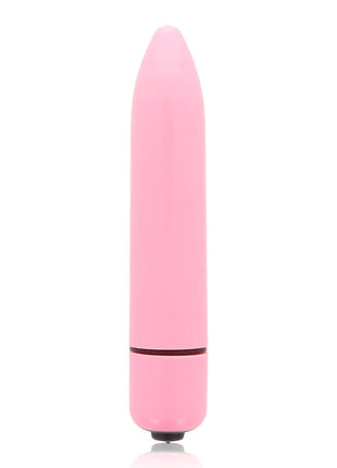 Glossy dünnes vibe-rosa pink silikon vibrator mit glattem, kegelförmigem design und schwarzer basis