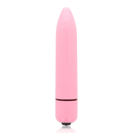 Glossy dünnes vibe-rosa pink silikon vibrator mit glattem, kegelförmigem design und schwarzer basis