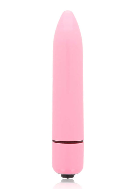 Glossy dünnes vibe-rosa pink silikon vibrator mit glattem, kegelförmigem design und schwarzer basis