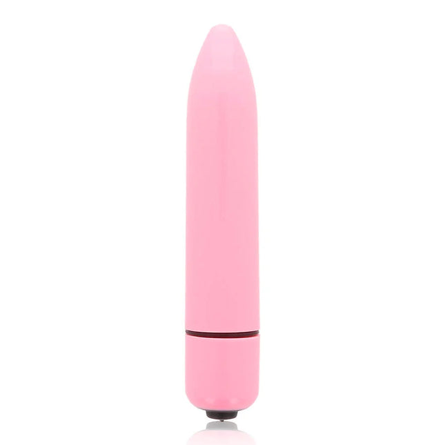 Glossy dünnes vibe-rosa pink silikon vibrator mit glattem, kegelförmigem design und schwarzer basis