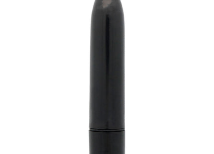 Schwarzer, schlanker vibrator glossy mit glänzendem finish und abgerundetem spitz für intensive stimulation