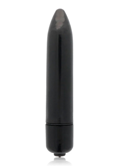 Schwarzer, schlanker vibrator glossy mit glänzendem finish und abgerundetem spitz für intensive stimulation
