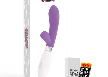Glänzender jackson vibratore in lila und weiß mit ergonomischem design aus hochwertigem material