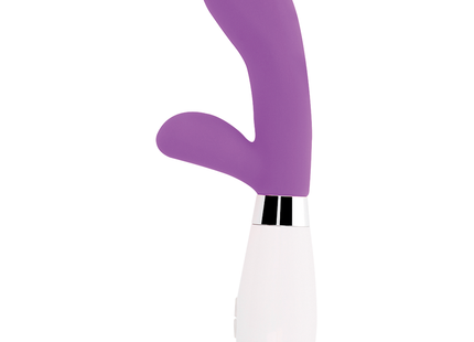 Glossy jackson kaninchen lila silikon vibrator in lila und weiß mit ergonomischem hasen-design