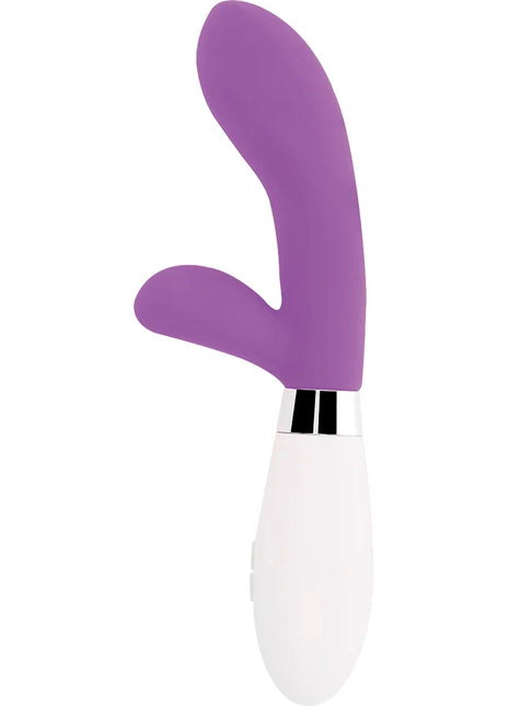 Glossy jackson kaninchen lila silikon vibrator in lila und weiß mit ergonomischem hasen-design