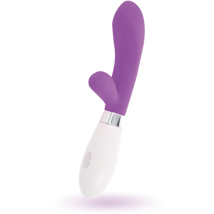 Lila und weiße silikon kaninchen-vibrator mit silbernem metallband glossY - jackson kaninchen lila