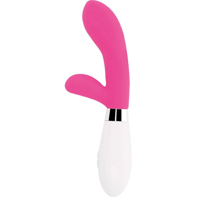 Glossy jackson-kaninchen rosa silikon vibrator in pink und weiß mit ergonomischem hasen-design