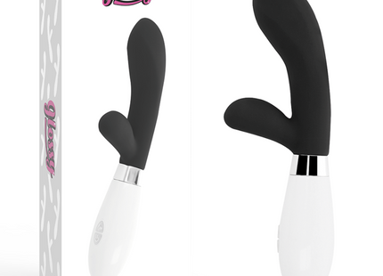 Glänzender schwarz-weißer jackson rabbit vibrator mit ergonomischem design aus hochwertigem material