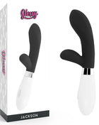 Glänzender schwarz-weißer jackson rabbit vibrator mit ergonomischem design aus hochwertigem material