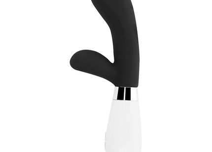 Schwarzer und weißer silikon vibrator in hasenform mit ergonomischem design glossy jackson rabbit schwarz
