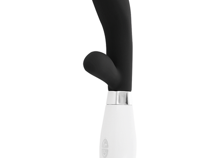 Schwarzer und weißer silikon vibrator in kaninchenform mit ergonomischem design glossjackson rabbit schwarz
