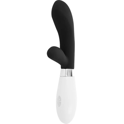 Schwarzer und weißer silikon vibrator in kaninchenform mit ergonomischem design glossjackson rabbit schwarz