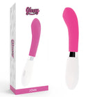 Glänzender john vibrator rosa mit pink weißem, geschwungenem design aus hochwertigem material