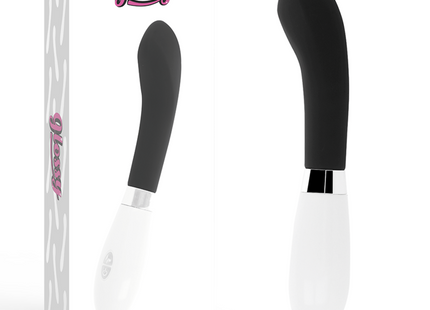 Glänzender schwarz weißer john vibrator mit ergonomischem design und hochwertiger glatter oberfläche
