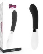 Glänzender schwarz weißer john vibrator mit ergonomischem design und hochwertiger glatter oberfläche