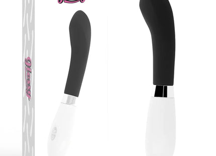 Glänzender schwarz weißer john vibrator mit ergonomischem design und hochwertiger glatter oberfläche