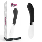 Glänzender schwarz weißer john vibrator mit ergonomischem design und hochwertiger glatter oberfläche
