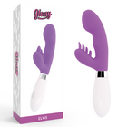 Glänzender kaninchen elvis vibrator in lila und weiß mit geschwungenem und glattem design
