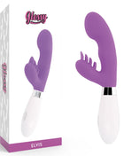 Glänzender kaninchen elvis vibrator in lila und weiß mit geschwungenem und glattem design