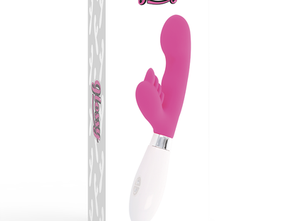 Glänzender rosa und weißer elvis vibrato spielzeug mit schlankem, geschwungenem design aus hochwertigem material