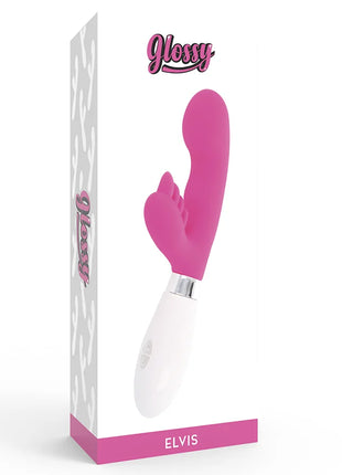 Glänzender rosa und weißer elvis vibrato spielzeug mit schlankem, geschwungenem design aus hochwertigem material