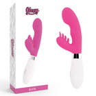 Glänzendes pinkweißes spielzeug glossy kaninchen elvis rosa mit gewölbtem, geriffeltem kopf in fingerform