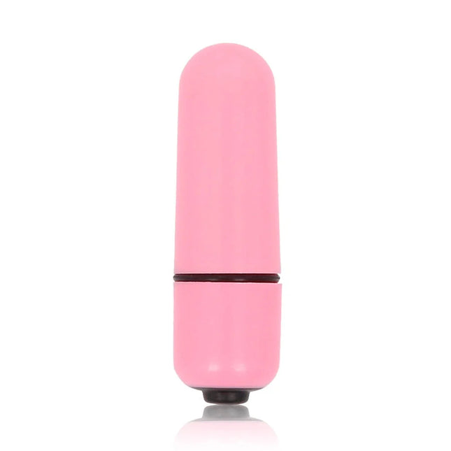 Glänzender pinker kleiner kugel-vibrator mit glatter oberfläche und dunkelbraunem band in der mitte