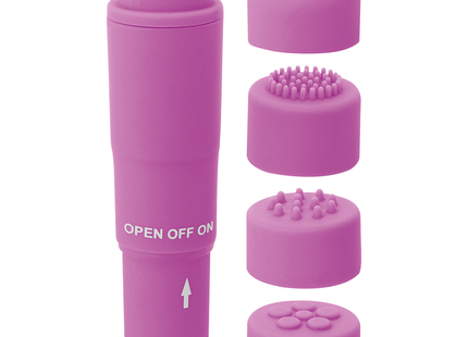 Rosa silikon massager glossy kurt pocket massager lila mit austauschbaren köpfen und offen aus schalter
