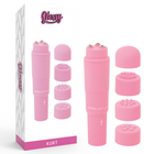 Glänzender rosa kurt taschenmassager mit austauschbaren silikonaufsätzen für individuelle massage