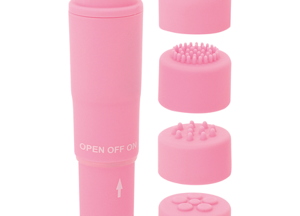 Glossy kurt taschenmassager rosa aus pinkem silikon mit austauschbaren köpfen für vielseitige anwendung