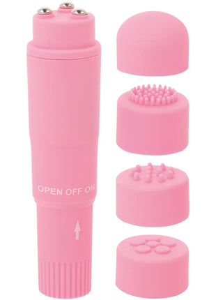 Glossy kurt taschenmassager rosa aus pinkem silikon mit austauschbaren köpfen für vielseitige anwendung