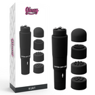 Schwarzer glossy kurt taschenmassager aus glänzendem material mit austauschbaren silikonaufsätzen für persönliche massage