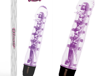 Lila transparenter Kunststoff vibrator glossy lenny mit schwarzer basis für vibrierende stimulation