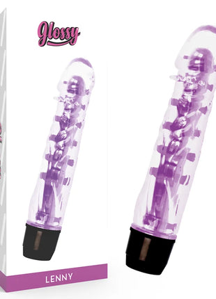 Lila transparenter Kunststoff vibrator glossy lenny mit schwarzer basis für vibrierende stimulation