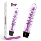 Lila transparenter Kunststoff vibrator glossy lenny mit schwarzer basis für vibrierende stimulation