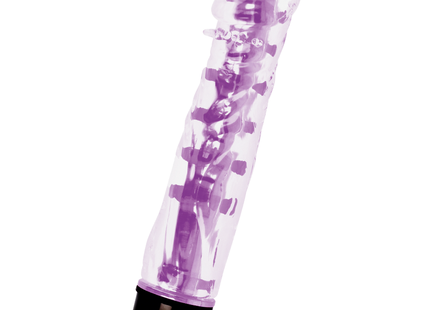 Transparent lila vibrator glossy lenny mit schwarzer basis und vibrierender funktion aus silikon