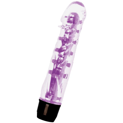 Transparent lila vibrator glossy lenny mit schwarzer basis und vibrierender funktion aus silikon