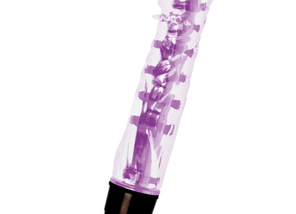 Glossy lenny vibrator lila transparent lila kunststoff mit schwarzer basis und sichtbaren mechanischen komponenten