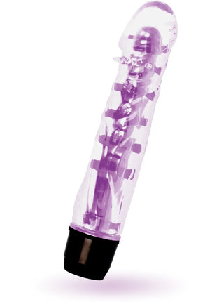 Glossy lenny vibrator lila transparent lila kunststoff mit schwarzer basis und sichtbaren mechanischen komponenten