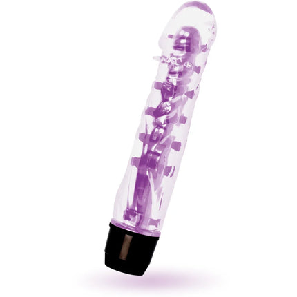Glossy lenny vibrator lila transparent lila kunststoff mit schwarzer basis und sichtbaren mechanischen komponenten