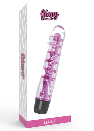 Transparenter rosa und schwarzer vibrator glossy lenny mit glänzendem finish aus der serie glossy lenny vibrator rosa