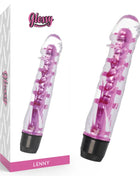 Glossy lenny vibrator rosa transparenter pink und schwarzer vibrator mit glänzendem finish und gerillter oberfläche