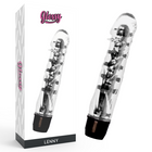 Klarer glatter leny vibrator schwarz mit schwarzen akzenten und silbernen metallkomponenten aus kunststoff